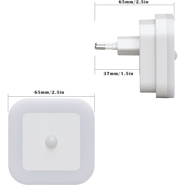 2 st Natthållare 0,5W Automatisk LED-lampa med fysisk PIR-rörelse
