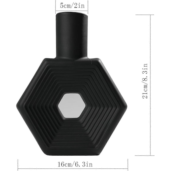 Hexagonformad keramisk vas för modern heminredning, frostad textur
