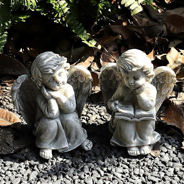 Ängel Trädgårdsfigur Utomhus Trädgårdsstaty, Bedjande Ängel i Resin