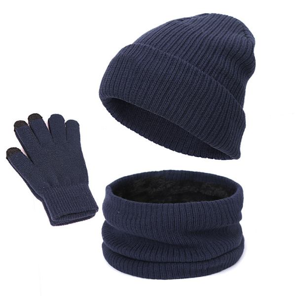 Hettelue-sett for menn og kvinner, strikket, tykk, høst og vinter