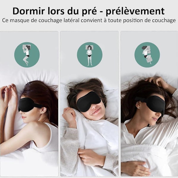 Natmaske, 3D Blød og Komfortabel Søvn, Ultra-fit Søvn Øjenmaske til Sidesovere Øjendække til Sovning, Rejser, Lur og Søvnløshed 23,5*10,5cm, P