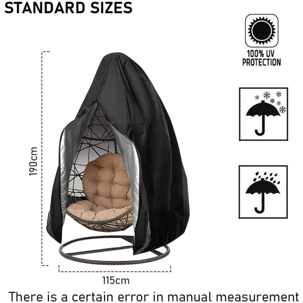 Ripustusnojatuolin suojus 190 x 115 cm Vedenpitävä munatuolin suojus