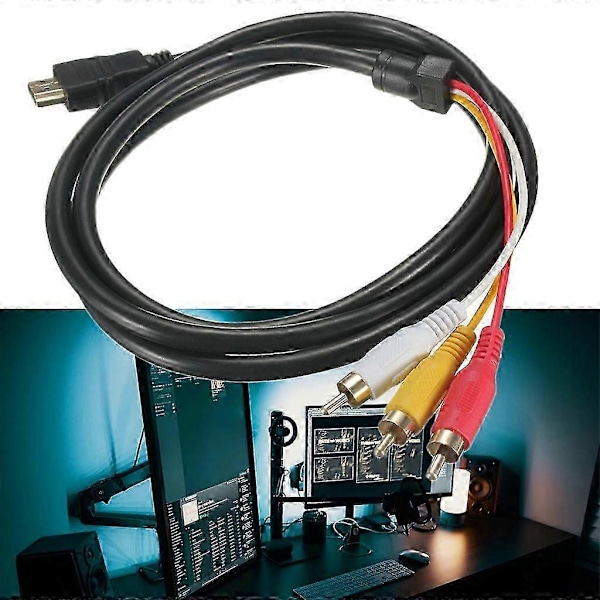 for HDMI til RCA-kabel, for HDMI han til 3-RCA han video audio AV-kabel konnektor adapter transmitter til HDTV, 1,5 m