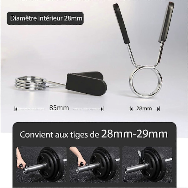 Käsipainolukot, 4 X 28 mm jousipainotangon lukot, jousilukitusrenkaat, kuntosaliharjoittelun jousilukot