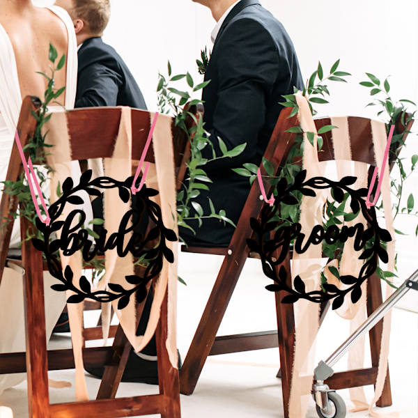 Dekorativ stolplade til bryllup, #(sort krone model) d#