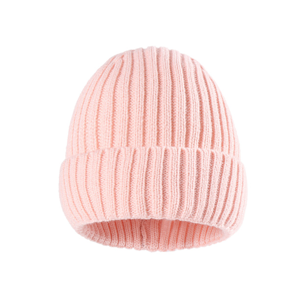 Pink ulden strikket hue til voksne - varm hue