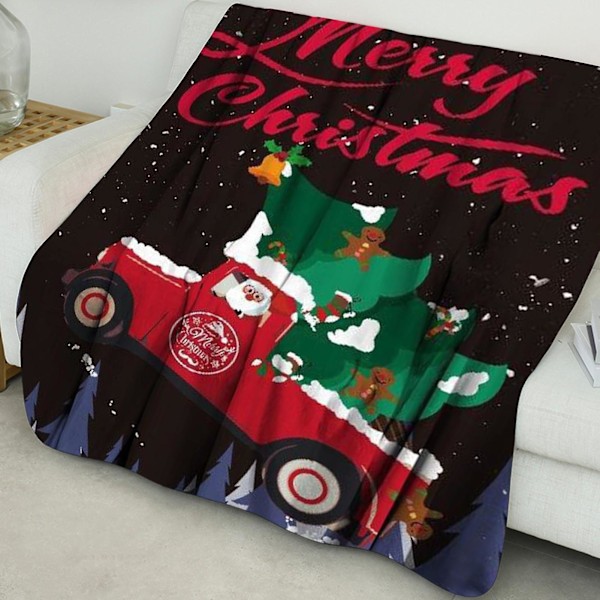 Mjuk och mysig filt i flanellfleece med julgransdesign - Håller dig varm - Andningsbar - Hållbar - KaesiS