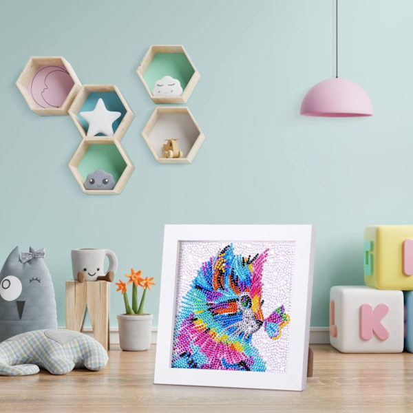 Dinosaurukset Timanttimaalaus Lapsi Kissa, 18 x 18cm 5D DIY Timantti E