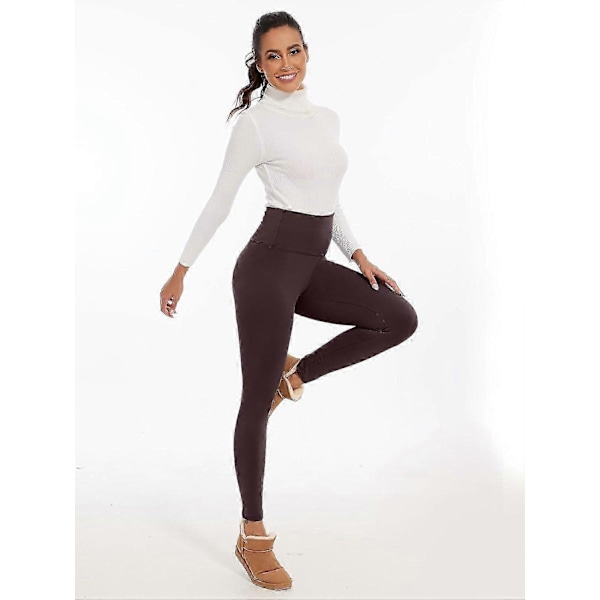 Højtaljede leggings til kvinder UK Termiske tykke fleeceforede leggings bløde og varme