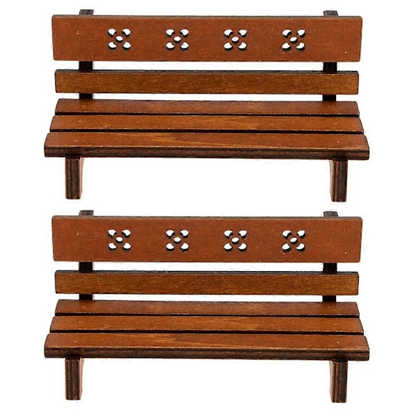 2 stk. Miniatyr Hagebenker Mikro Hagebenk Mini Parkbenk for Dukkehus