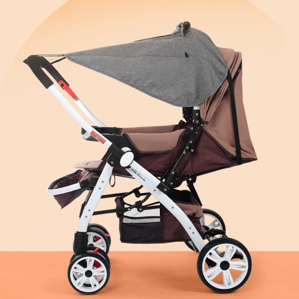 #Grå universal solskydd för barnvagn Solskydd Solskydd Markis för liggvagn Barnvagn UV 50+ Justerbar solskyddskorg med förvaringsväska#
