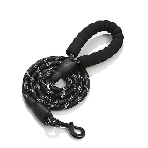 Hundebånd, Hundetreningsbånd, Mykt Håndtak, Polstret, Tau for Valper og Små, Mellomstore og Store Hunder, 1,5 Meter. (1,5M, Svart)