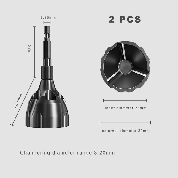 /#/2 st avgradningsverktyg 3-19mm externt fasningsavgradningsverktyg med Tun/#/
