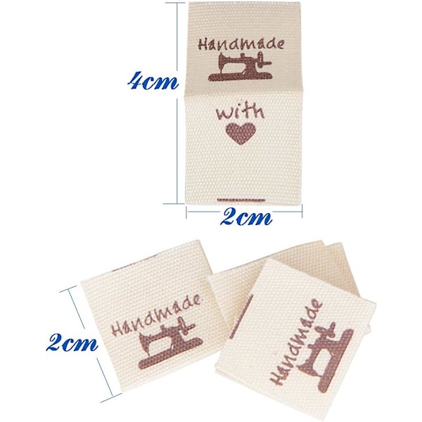 100 kpl Vaakasuuntaiset 2x4cm Kangasmerkit Käsintehtyt Vaatteiden Merkit