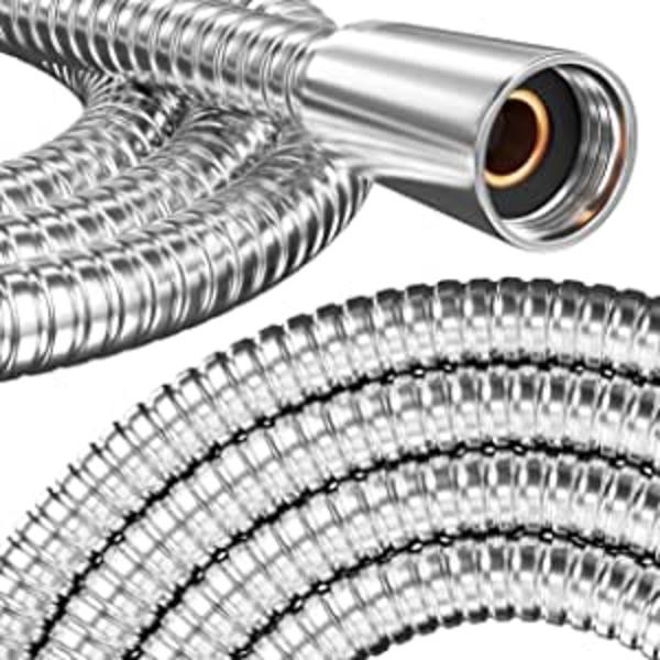 /#/150cm MADE IN INOX bruseslange med dobbelt anti-twist beskyttelse. Knækfri bruseslange med albuebeskyttelse./#/