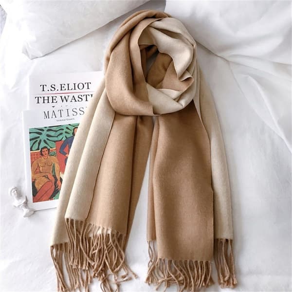 #Modehalsduk för kvinnor i kashmir, brun+beige#