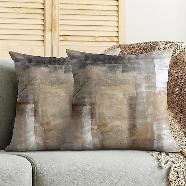 Polyesterityynynpäälliset, 2 kpl - 45 x 45 cm - Moderni abstrakti sisustus - Taupe - olohuoneeseen, sohvalle, puutarhaan, ulkokäyttöön