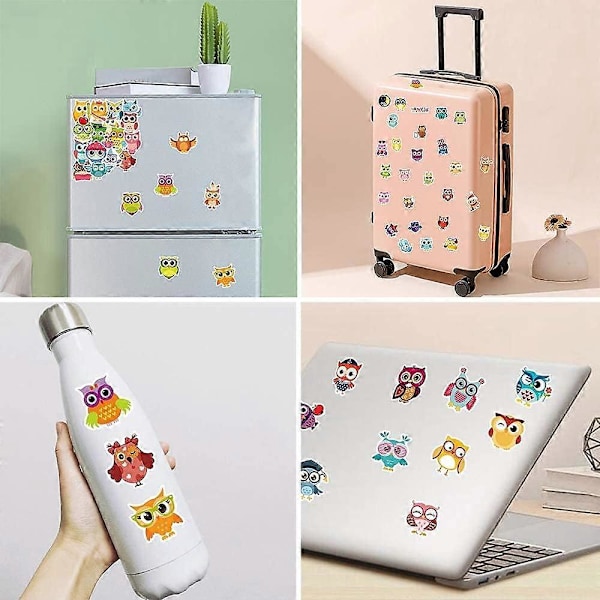 80 st Ugglestickers för Barn, Vattentäta Ugglestickers för Vattenflaska Djur Vin