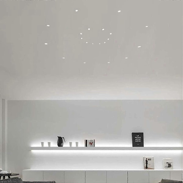 6-pak Mini Sorte LED Forsænkede Loftspots Mini LED Spotlights til Skabsloftlys, 3W, Varm Hvid