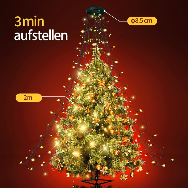 Juletræslysguirlande, Varmhvid 2M *16 Gren 400 LED Ch