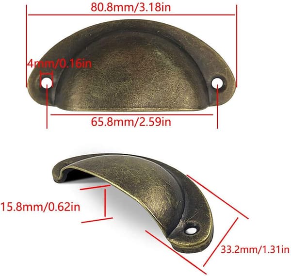 /#/12 kappaletta Vintage Shell Brass -kahvaa, Retro Shell -kahvaa Cabi/#/