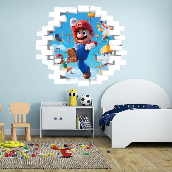 #Cartoon Mario 3D väggdekal, tapet, PVC, 46*40cm#