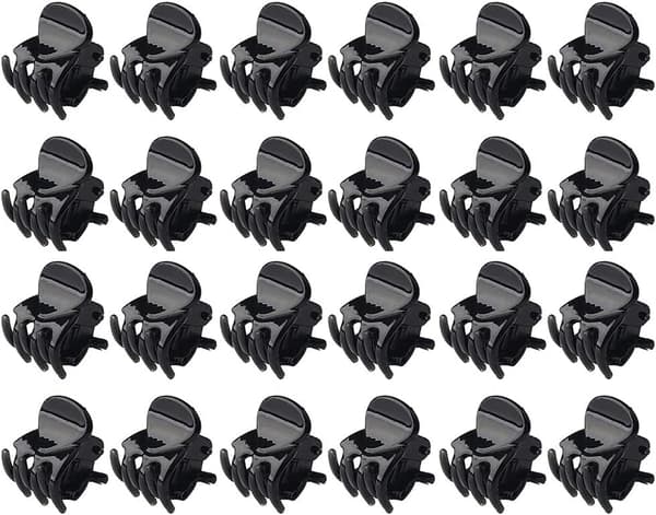 *24 stk. 1,5 cm Mini Grip Octopus Claw Hårspænder (Sort*
