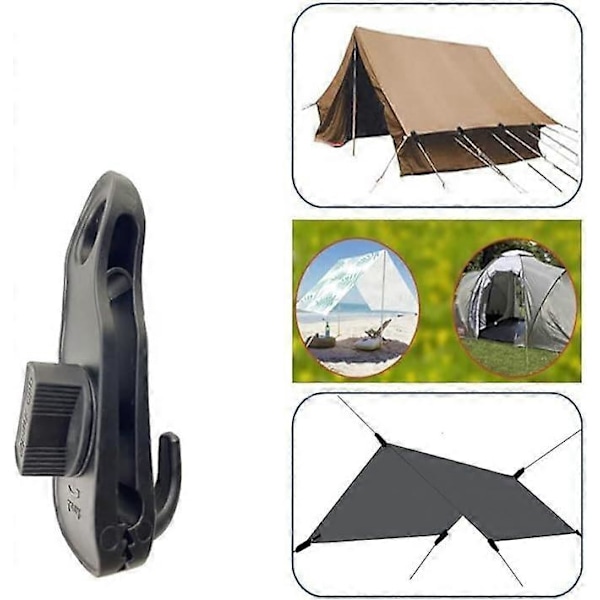 Telt er udstyret med hajklemme med trækkrog, udendørs camping baldakin krog, stor teltklemme, 6 stk.