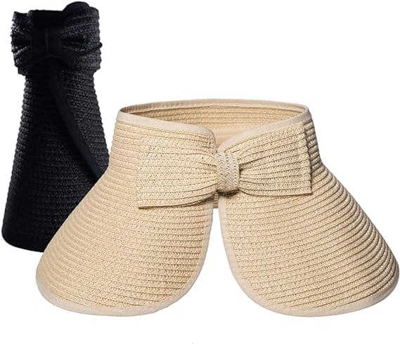 2X Halmstrand Solhat til Kvinder med Bred Skygge