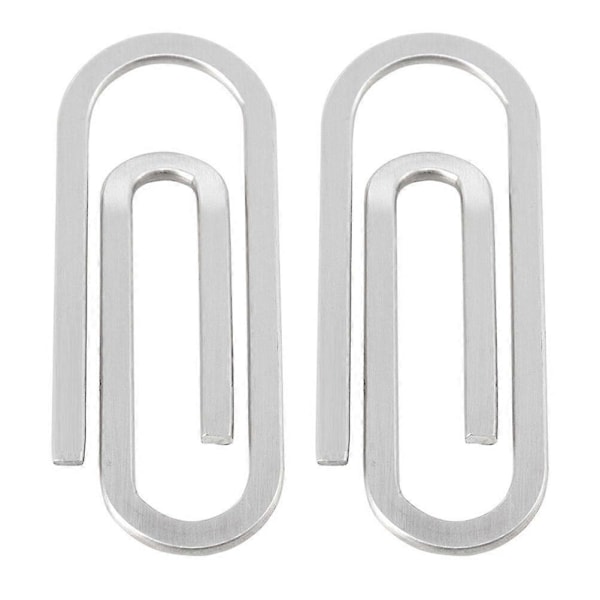 2 st Rostfria Stål Gem Fil Papper Fixeringsklämmor Pengafixeringar (Silver)