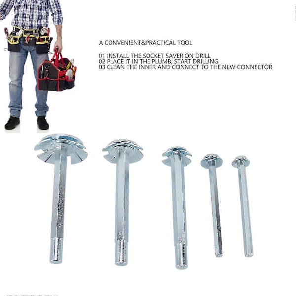 PVC Muffe Saver VVS Fittings Saver Bit Muffe Saver PVC Fittings Muffe Saver Sæt Spar Tid Besvær Høj Hastighed Stål 5 stk