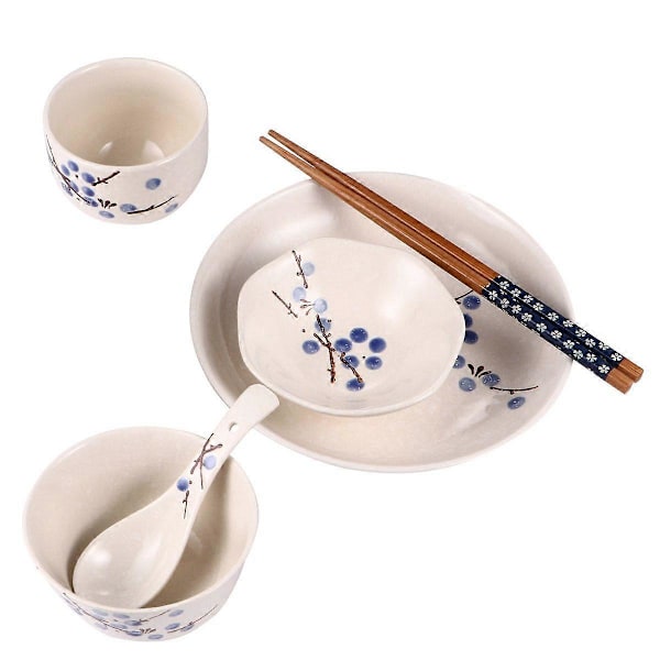 1 Set 6 Delar Keramisk Bordsservis Japansk Stil Bordsservis för Enkelperson