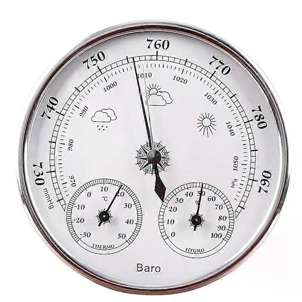 Dial Termometer Hygrometer med 130mm Termometer Hygrometer og Atmosfærisk Tryk Barometer Termometer Hygrometer med Ramme