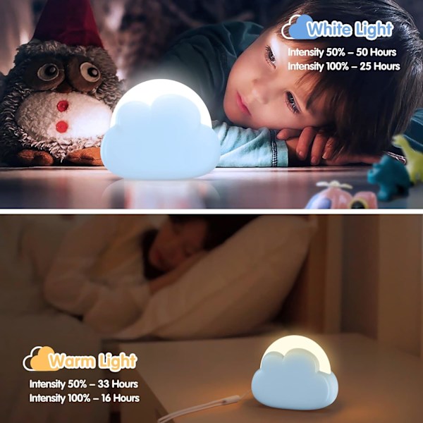 Sky-natlampe til børn, baby natlampe, med 4 intensiteter og