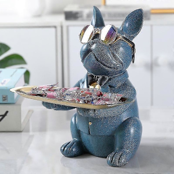 Resin Bulldog Statue - Hundefigur - Håndværksdekoration - Sort