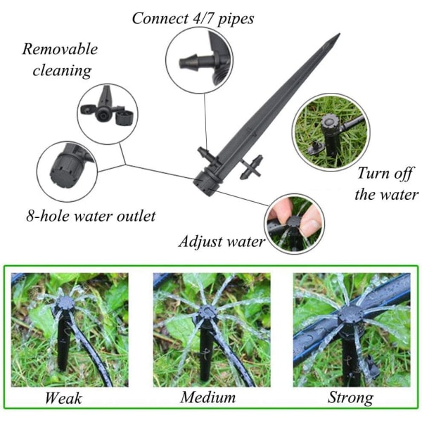 100 st Micro Droppbevattningssprinkler, 360 Grader 8 Hål Vatten