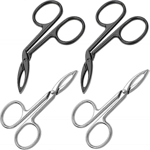 4 st Saxpincetter med handtag, saxpincetter i rostfritt stål för hårborttagning för män och kvinnor ((Silver, Svart)
