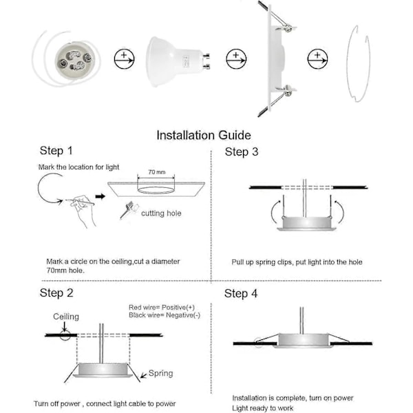 10x Moderna GU10 Downlights för Tak. Fyrkantig Matt Vit Metallram