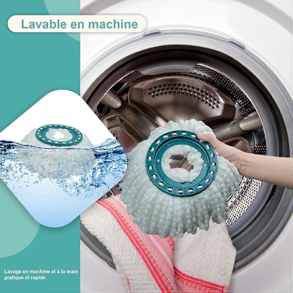 Mikrokuitumoppi Yhteensopiva Leifheit Clean Twist Disc Mop -järjestelmien kanssa, Vaihdettavat moppipäät Erittäin imukykyinen mikrokuitu Sopii kaikille lattiatyypeille - W