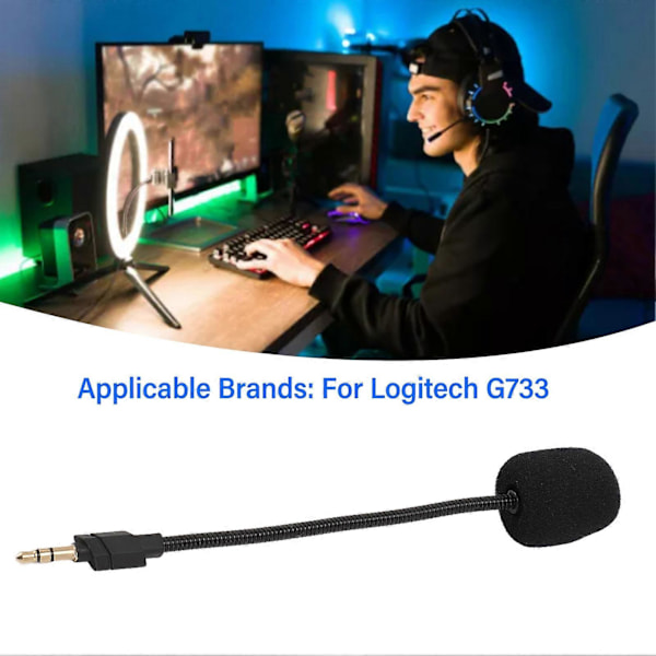 Ersättningsmikrofon för Logitech G733 Trådlösa Gamingheadset Brusreducering 3.5mm Jack Spelhörlursmikrofon
