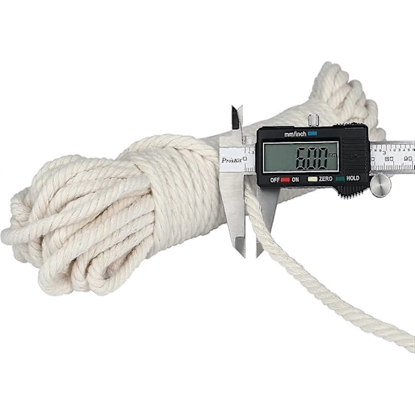 6mm Beige Macrame Snor 20m Tyk Macrame Reb Bomuld Til Vægophæng Planteophæng Strikkehåndværk (6mm * 20m)