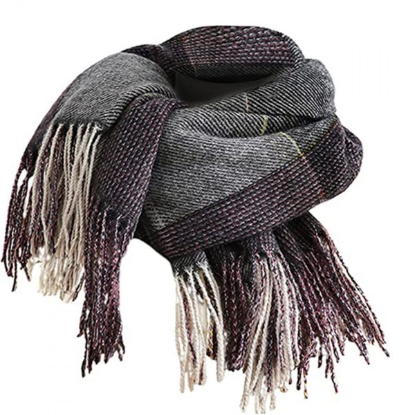 #Brown checked warm cashmere scarves long#