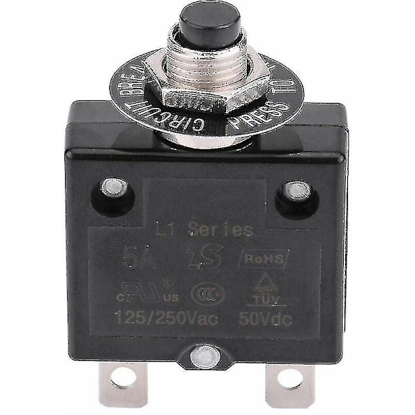 Sikringsautomat 5a 8a 10a 15a 18a 20a 30a Valgfri Nulstilling Termisk Afbryder, 125-250v Ac 50v Dc Strømsoverbelastningsbeskyttelse Trykknap Sikringsautomat(15