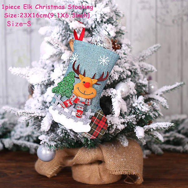 Nyår 2023 Gåvor 1st Julstrumpa Xmas Diy Noel Natal Juldekorationer För Hem Ornament Navidad Dekor GirlangS-Älg