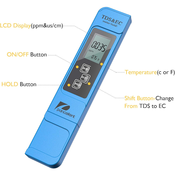 Vattenkvalitetsmätare TDS EC Temperatur 3 i 1 Set Digital Testare