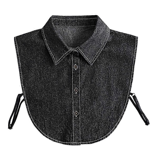 Avtagbar Falsk Krage Denim Lös Krage Fritidsskjorta Falsk Krage
