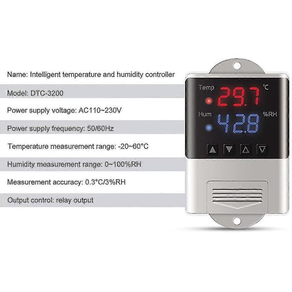 Profesjonelt Termometer Hygrometer 20~60c/0~100%rh Temperatur & Luftfuktighet