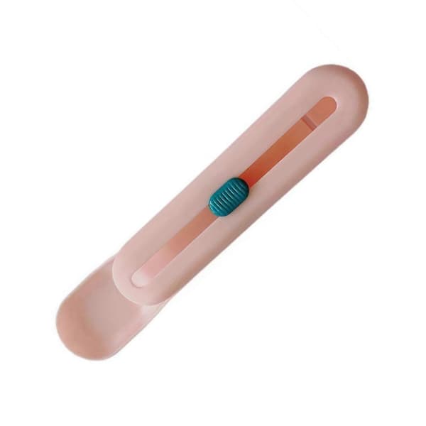 Kat Strip Ske Trykknap Bærbar Slids Ergonomisk Kattefoder Klem Ske til Kæledyr Pink