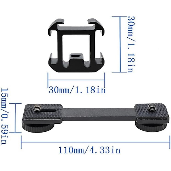 Blixtskofäste 3 i 1 Mikrofon, Kamera Blixtsko Adapter, Förlängningsfäste, Trippel Blixtskofäste Adapter, för Mikrofon, LED, Monitor för DSLR, C