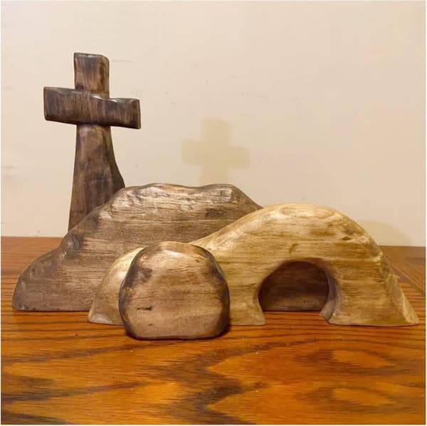 The Empty Tomb Easter Scene and Cross Decoration, Jesus' Tomb Easter